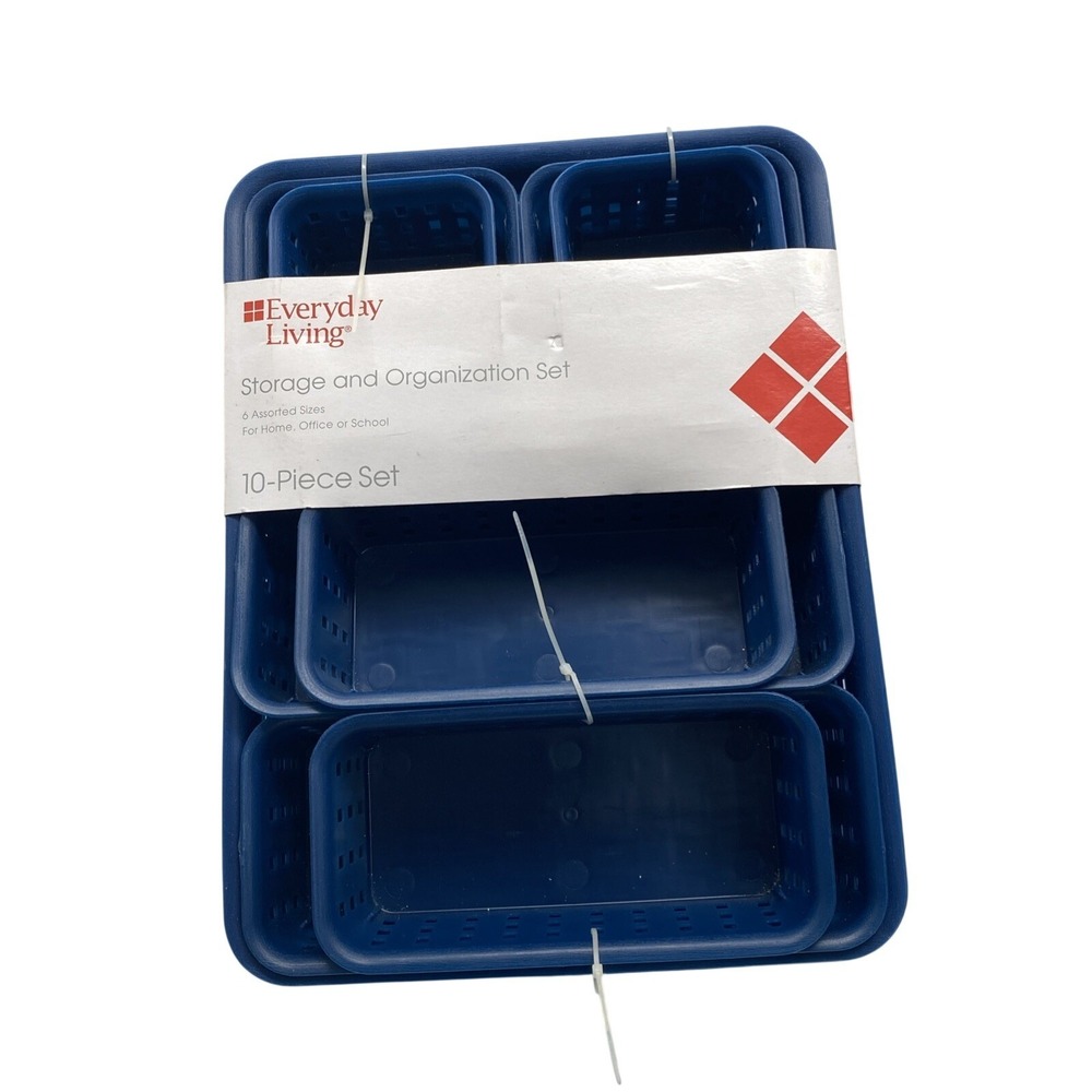 Everyday Living Storage and Organization Set 10 Piece Blue New Nesting Baskets
